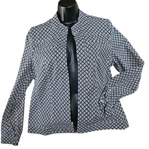 NEW Attyre Women's Open Lightweight Denim Blazer Jacket Small Geometric